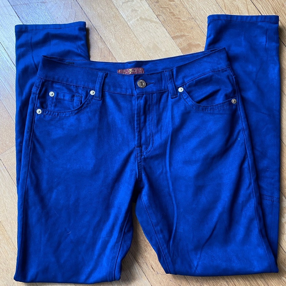 🕶️7 for all mankind⚡️girls soft micro suede jeans midrise 14 blue - Picture 2 of 5